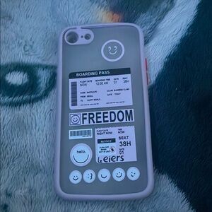 Purple Phone Case with Boarding Pass Design